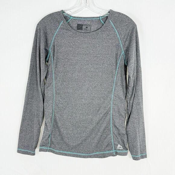 RBX Long Sleeve Shirt Performance Active Top Size M Gray Teal Trim - Picture 1 of 16